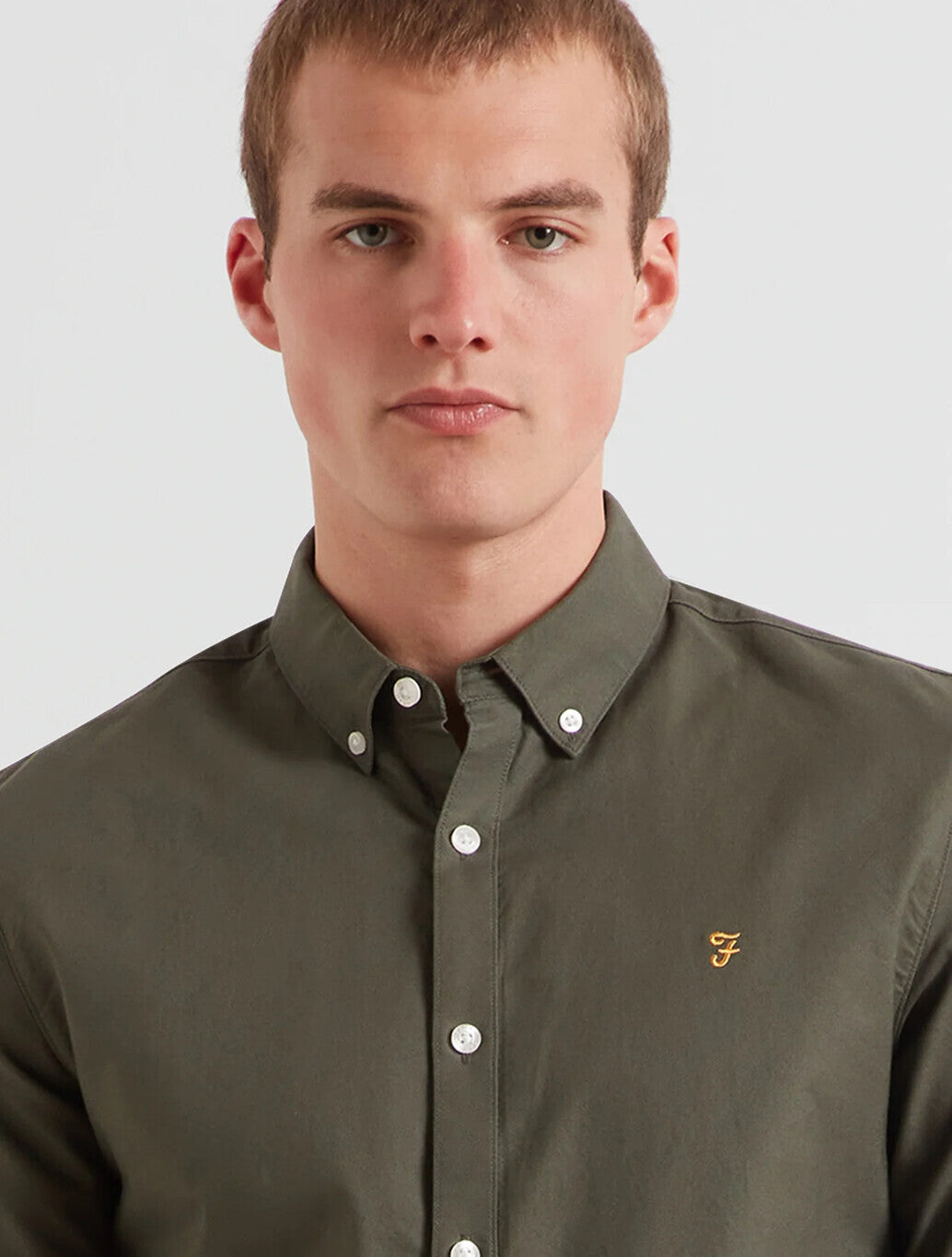 Farah Brewer Slim Fit Organic Cotton Oxford Shirt in Rosemary
