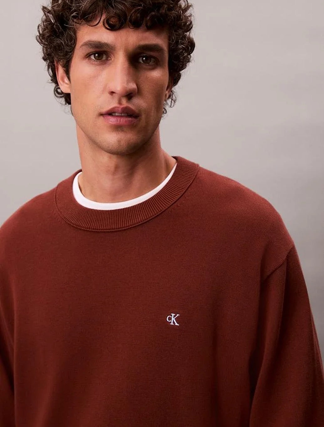 Calvin Klein - Relaxed Cotton Monogram Jumper - Mahogany