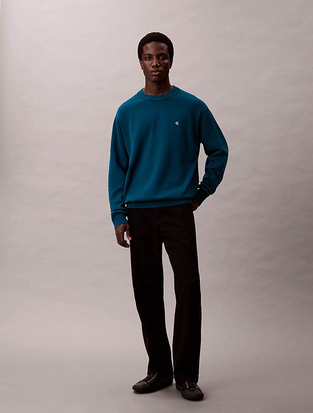 Calvin Klein - Relaxed Cotton Monogram Jumper - Denim Blue