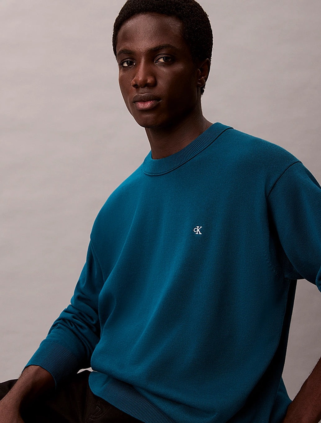 Calvin Klein - Relaxed Cotton Monogram Jumper - Denim Blue