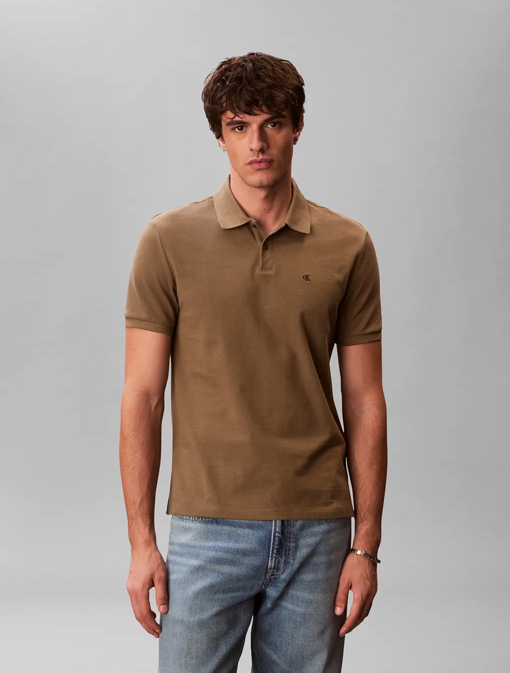 Calvin Klein Cotton Pique Classic Polo Shirt in Brown