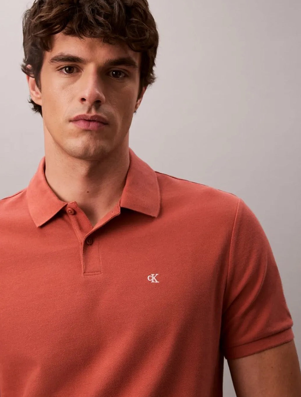 Calvin Klein Cotton Pique Classic Polo Shirt in Burnt Orange
