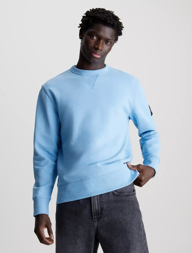 Calvin Klein - Cotton Terry Badge Sweatshirt - Light Blue