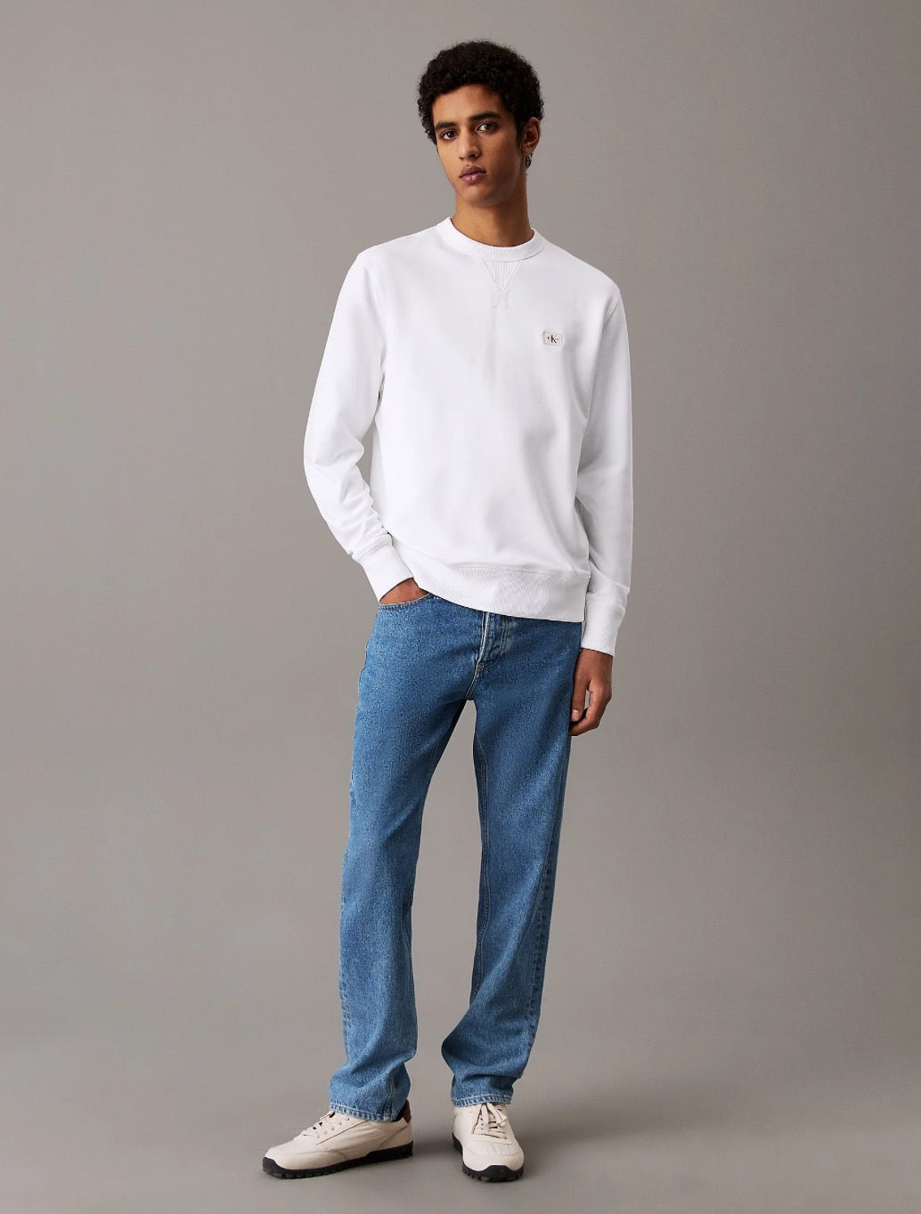 Calvin Klein - Cotton Terry Badge Sweatshirt - White