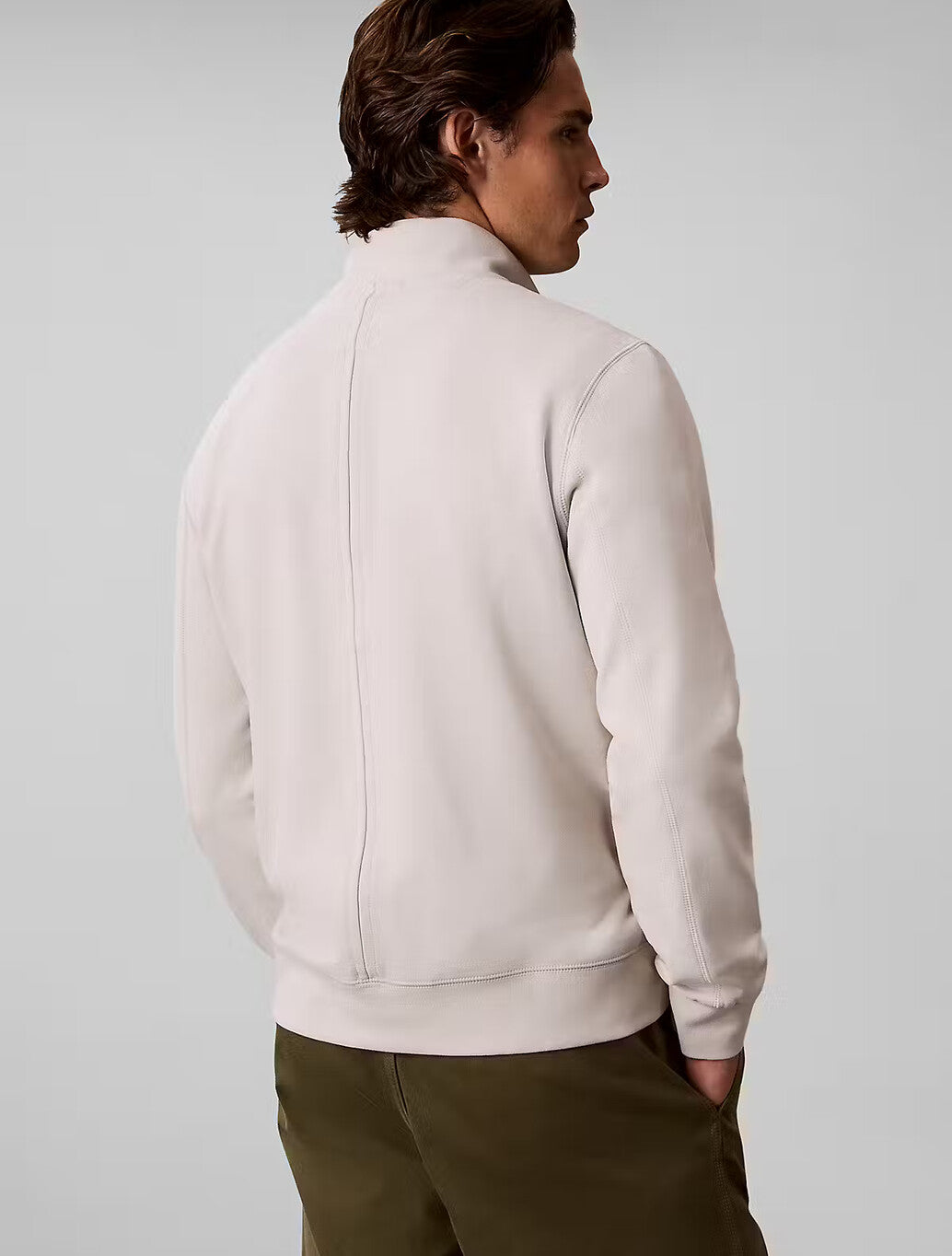 Calvin Klein Utility Badge Quarter Zip Sweatshirt in Moonstruck