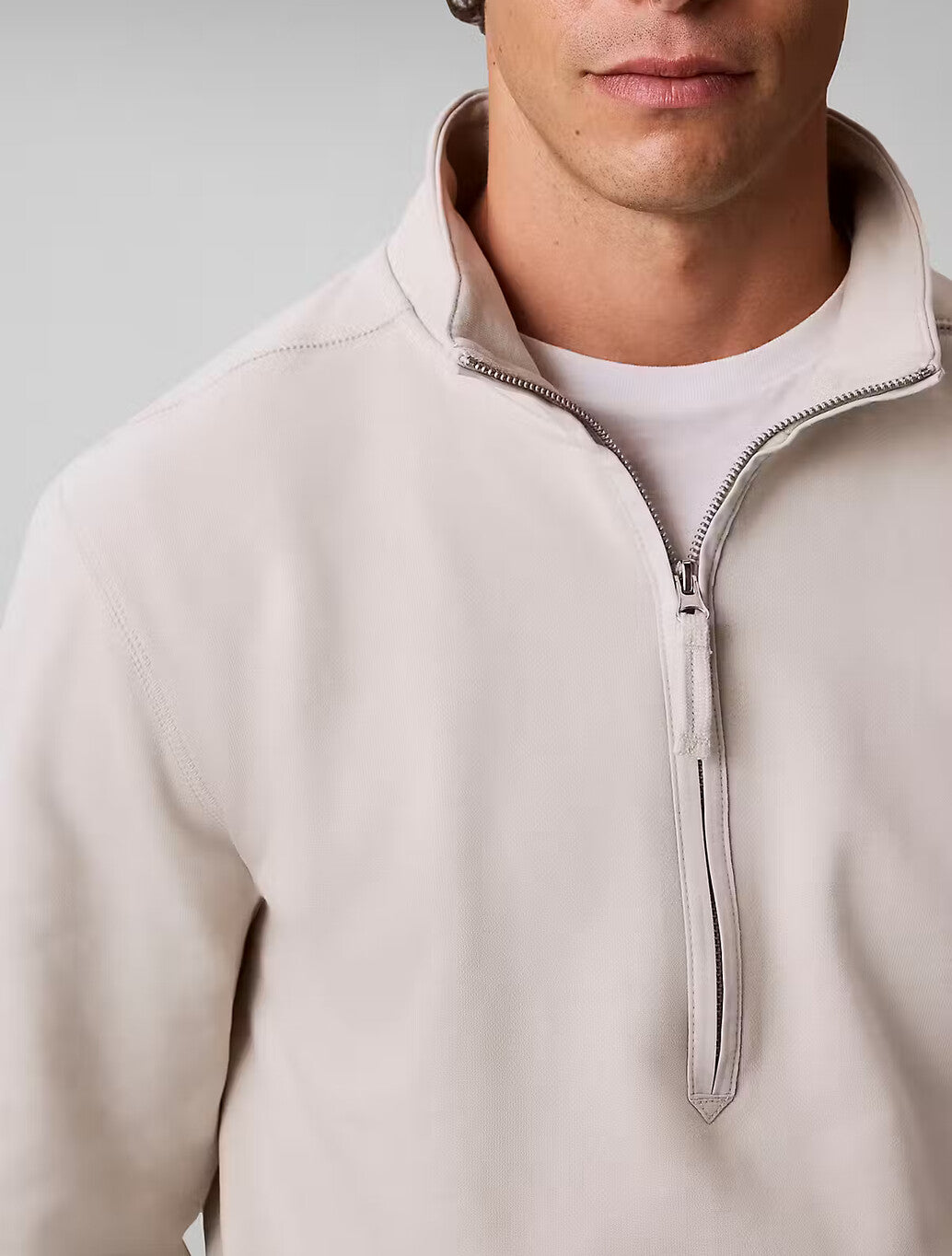 Calvin Klein Utility Badge Quarter Zip Sweatshirt in Moonstruck