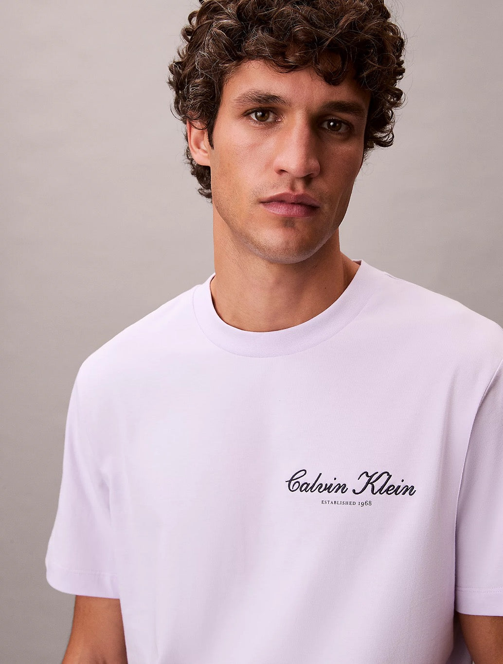 Calvin Klein Embroidered Logo T-Shirt - Lavender