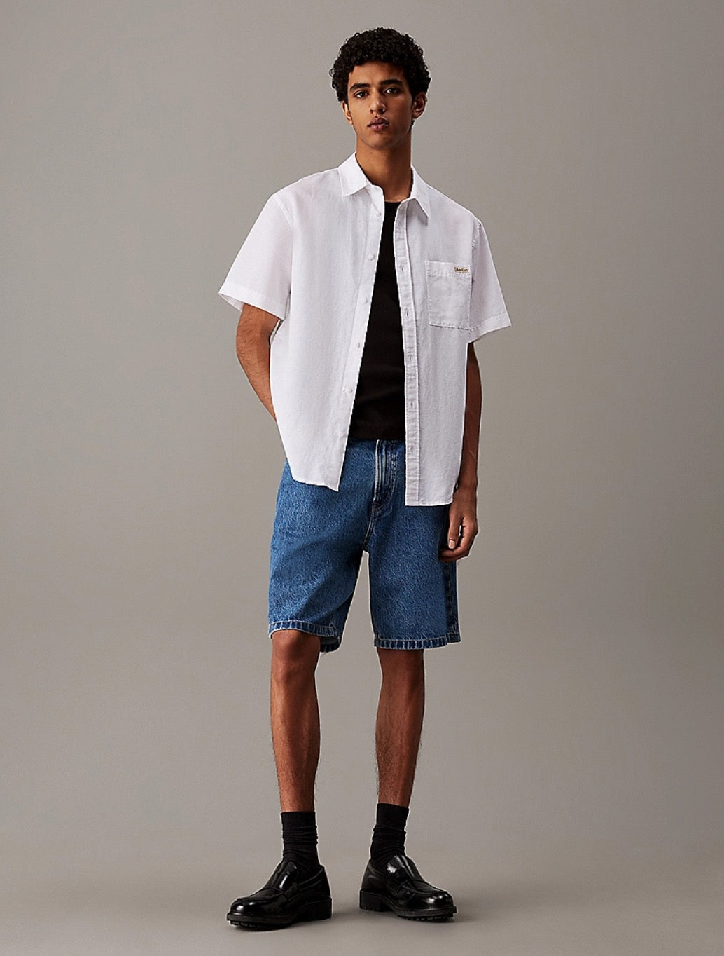 Calvin Klein - Linen Cotton Short Sleeve Shirt - White