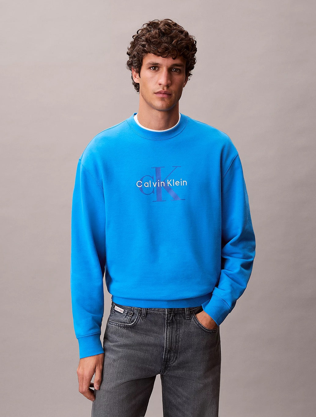 Calvin Klein Logo Terry Sweatshirt - Blue