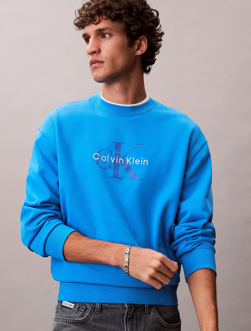 Calvin Klein Logo Terry Sweatshirt - Blue