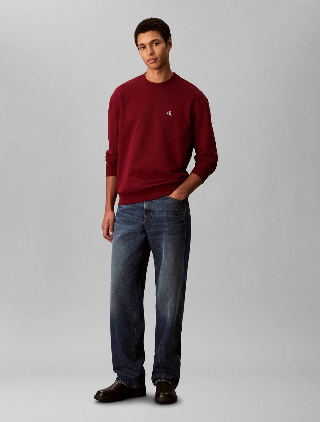 Calvin Klein - Micro Monogram Crew Sweatshirt - Burgundy