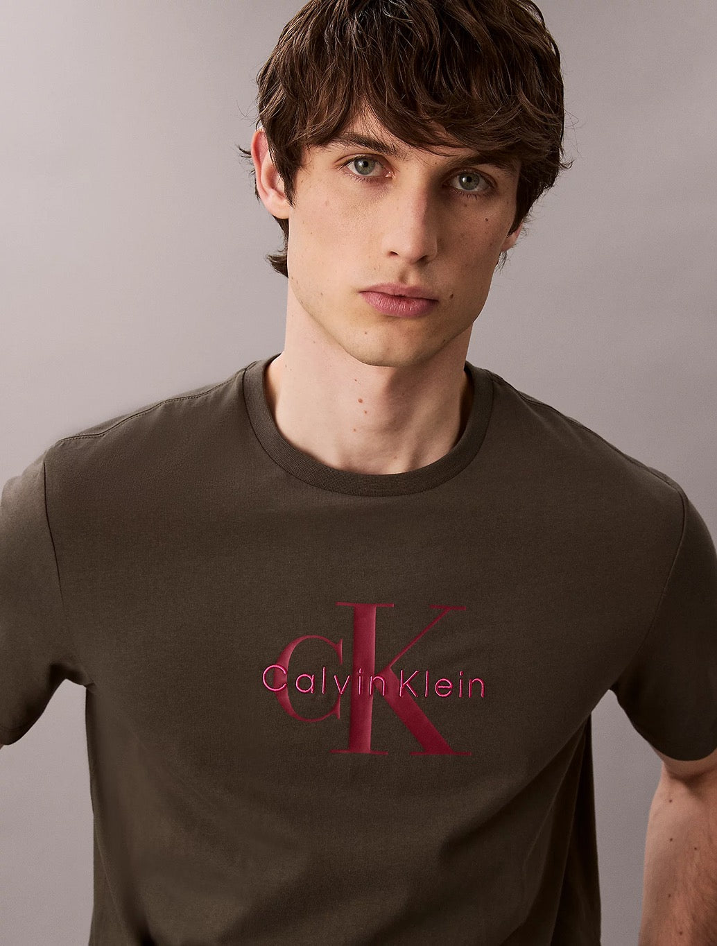 Calvin Klein - Monogram Logo Print T-Shirt - Brown