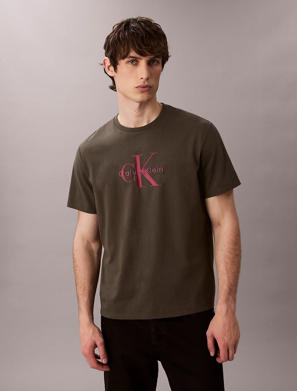 Calvin Klein - Monogram Logo Print T-Shirt - Brown