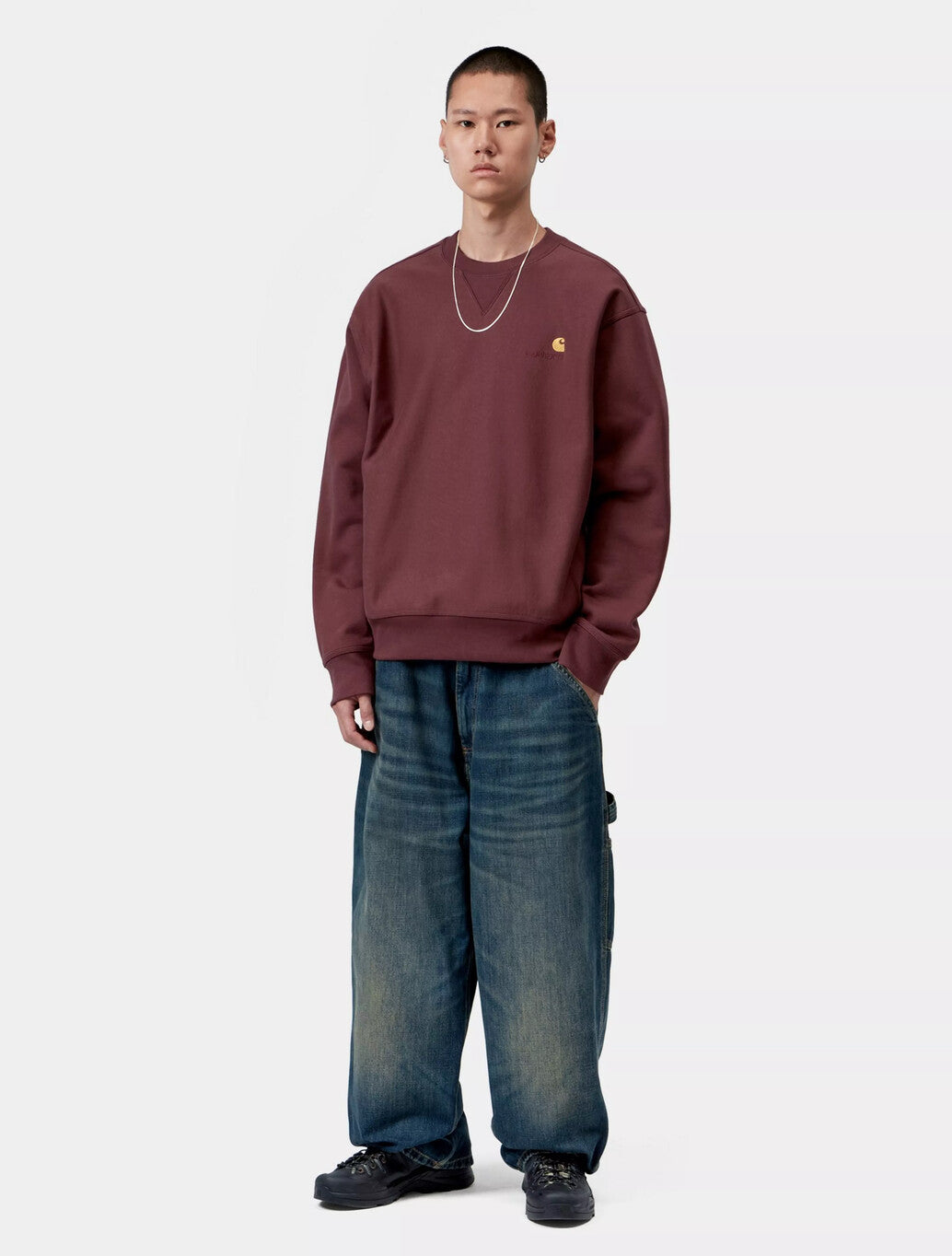 Carhartt WIP American Script Sweatshirt in Burgundy