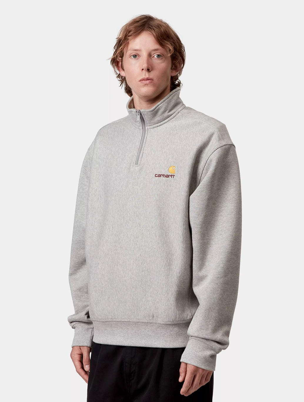 Carhartt WIP - Half Zip American Script Sweatshirt - Light Grey