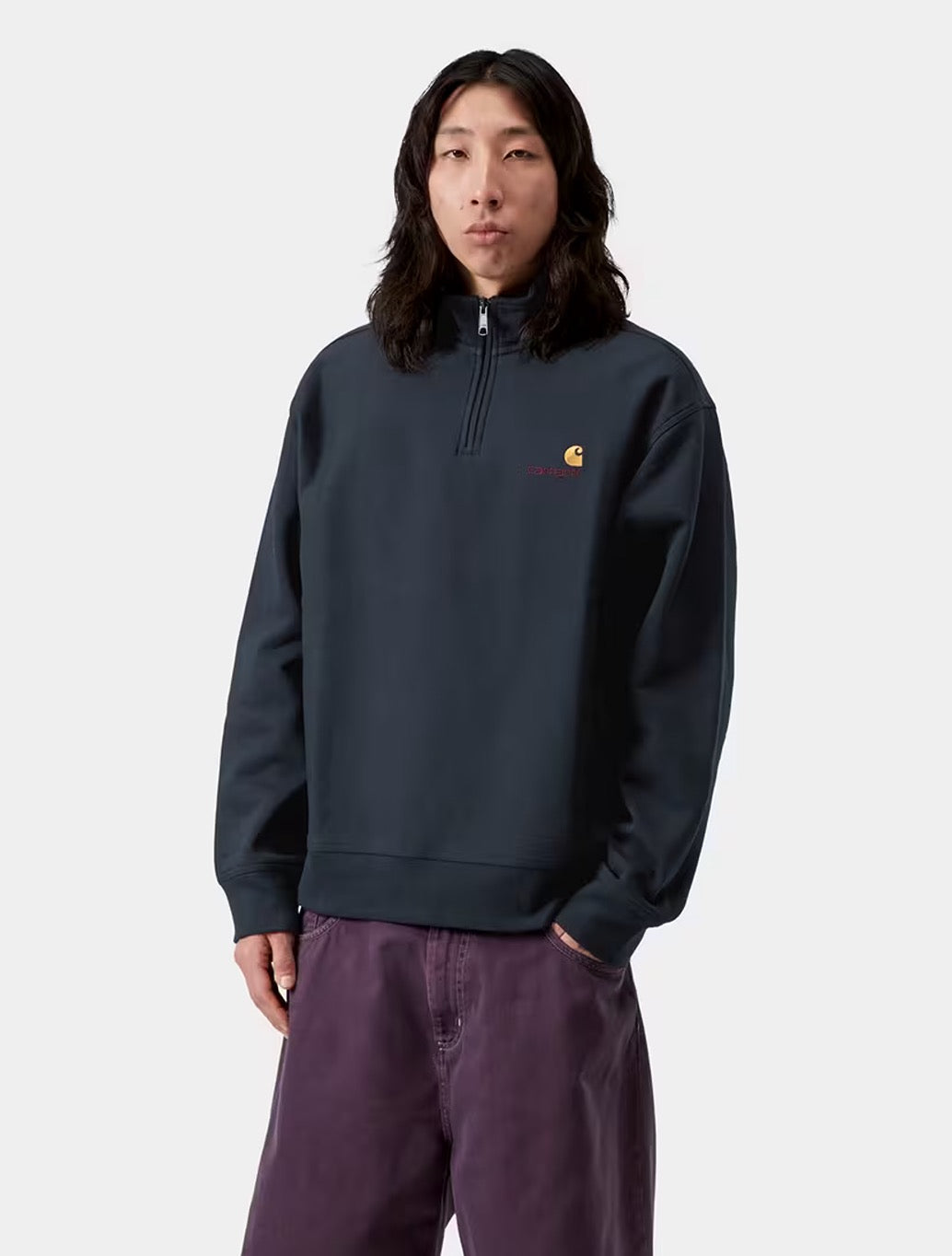 Carhartt WIP - Half Zip American Script Sweatshirt - Navy