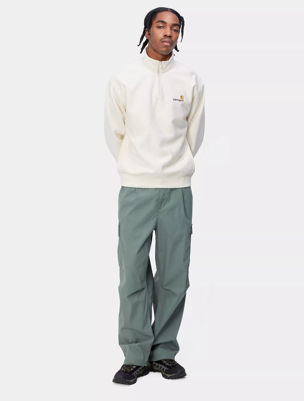 Carhartt WIP - Half Zip American Script Sweatshirt in Cream