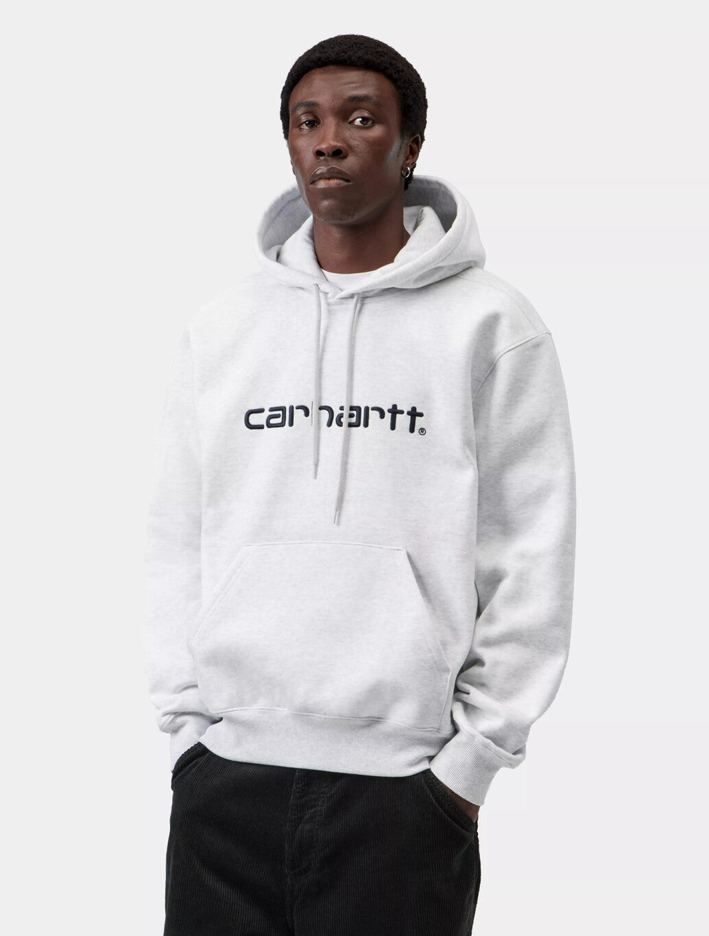 Carhartt WIP Hooded Carhartt Sweatshirt in Ash Heather / Graphite