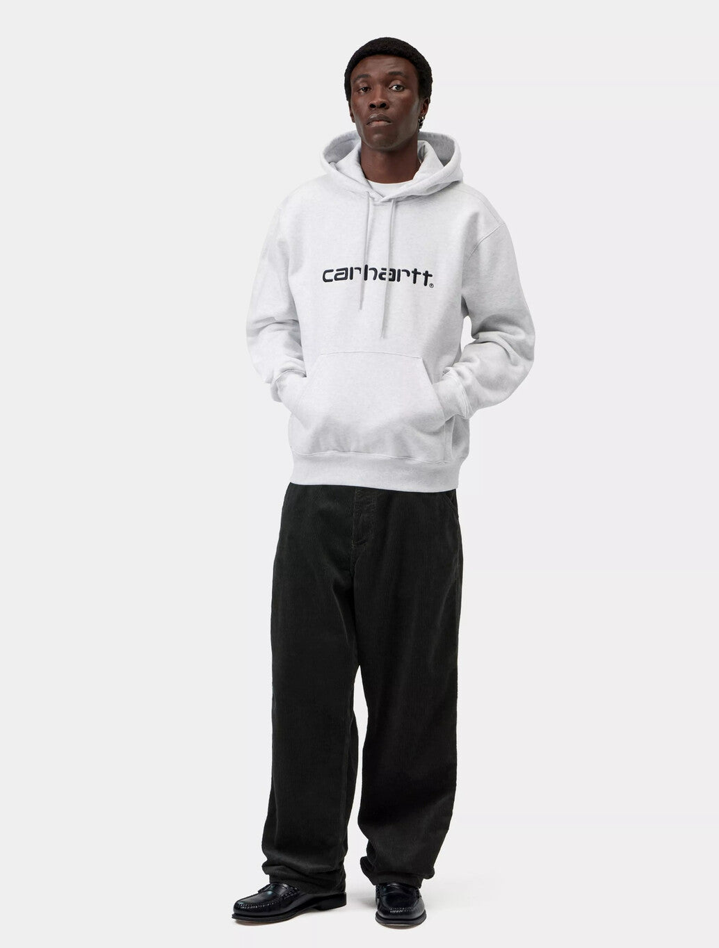 Carhartt WIP Hooded Carhartt Sweatshirt in Ash Heather / Graphite