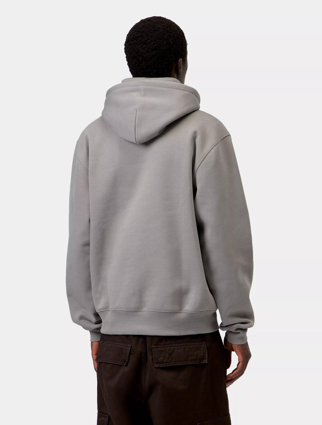 Carhartt WIP Hooded Carhartt Sweatshirt in Shady Grey / Dark Navy