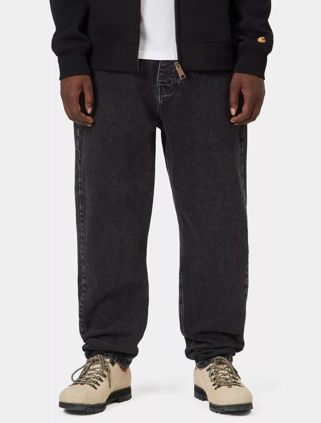 Carhartt WIP Newel Denim Pants in Black, Stone Washed
