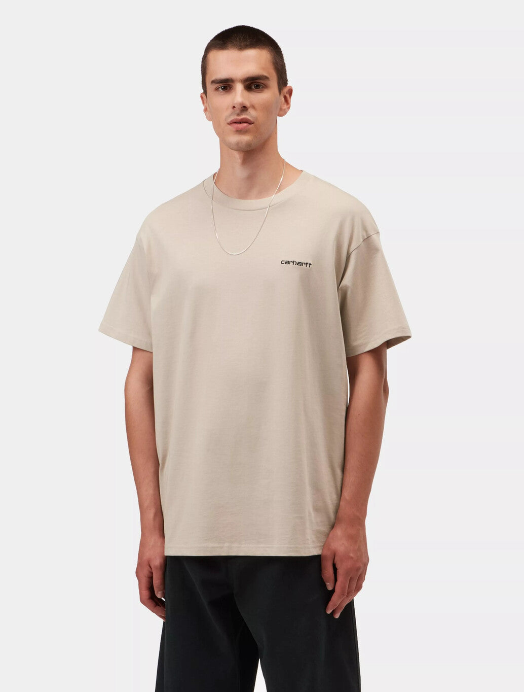 Carhartt WIP Script Embroidery T-Shirt in Beige