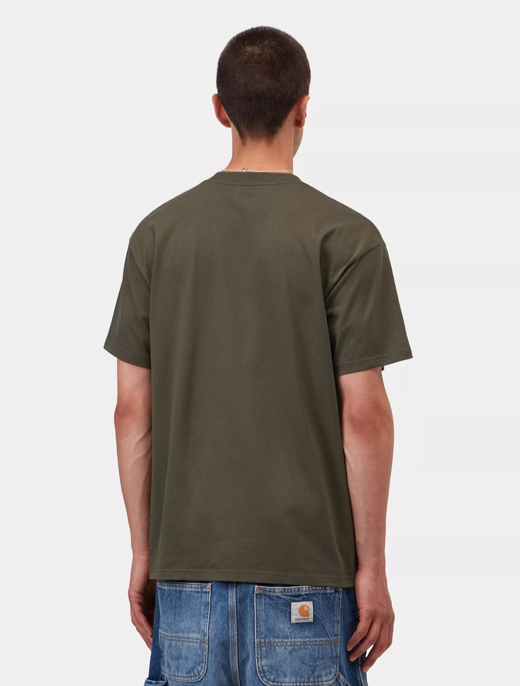 Carhartt WIP S/S Script Embroidery T-Shirt in Dark Green