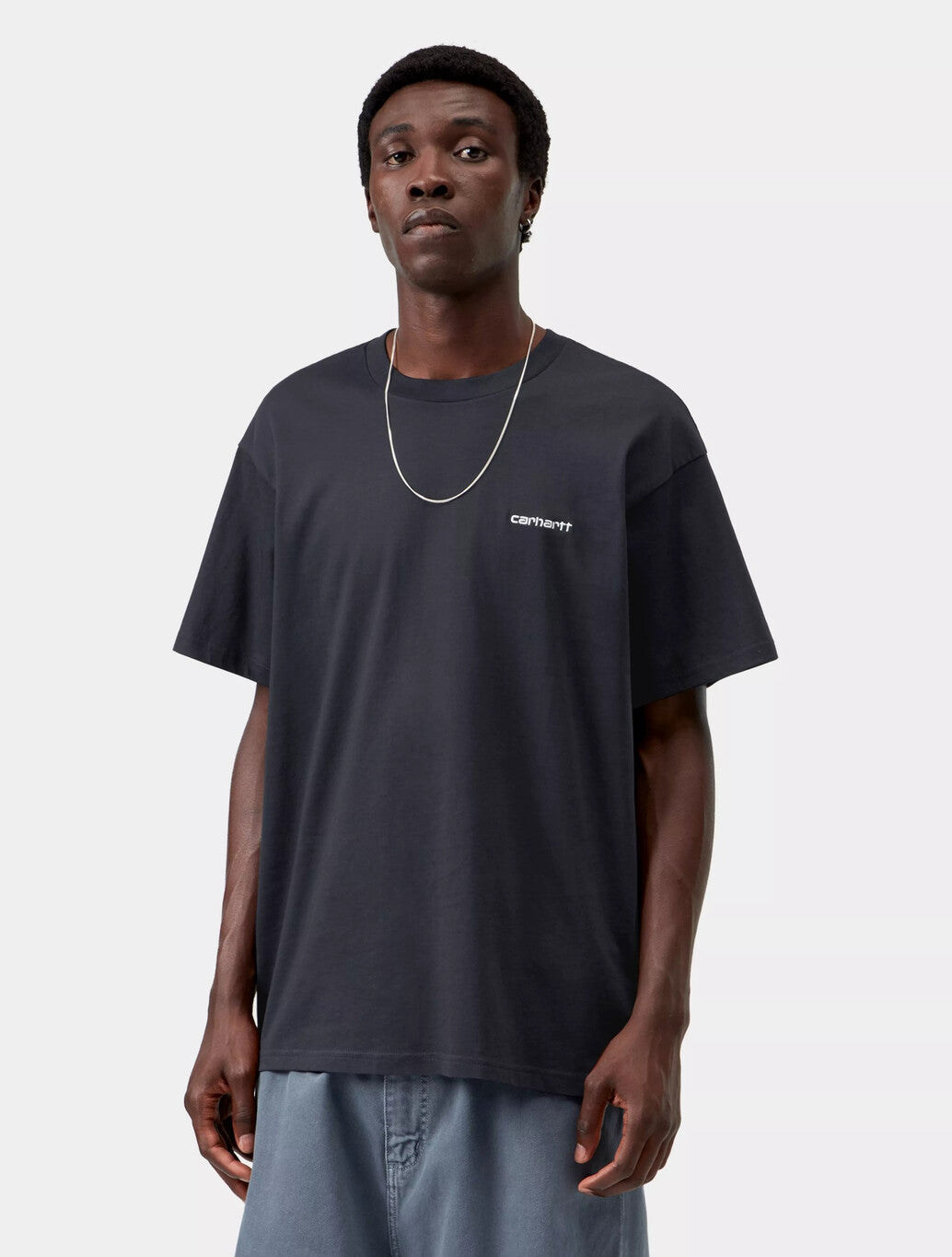Carhartt WIP Script Embroidery T-Shirt in Navy