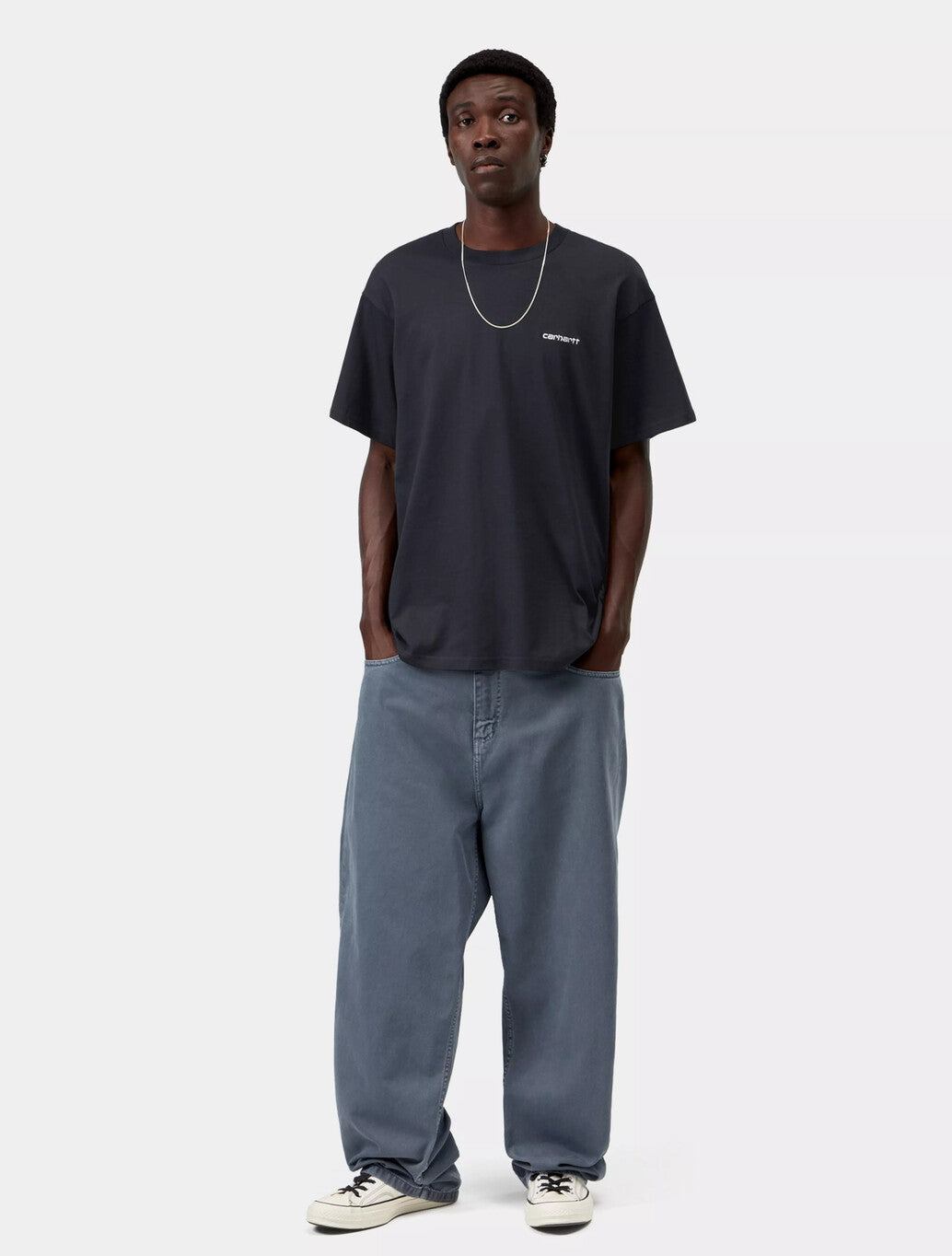 Carhartt WIP Script Embroidery T-Shirt in Navy