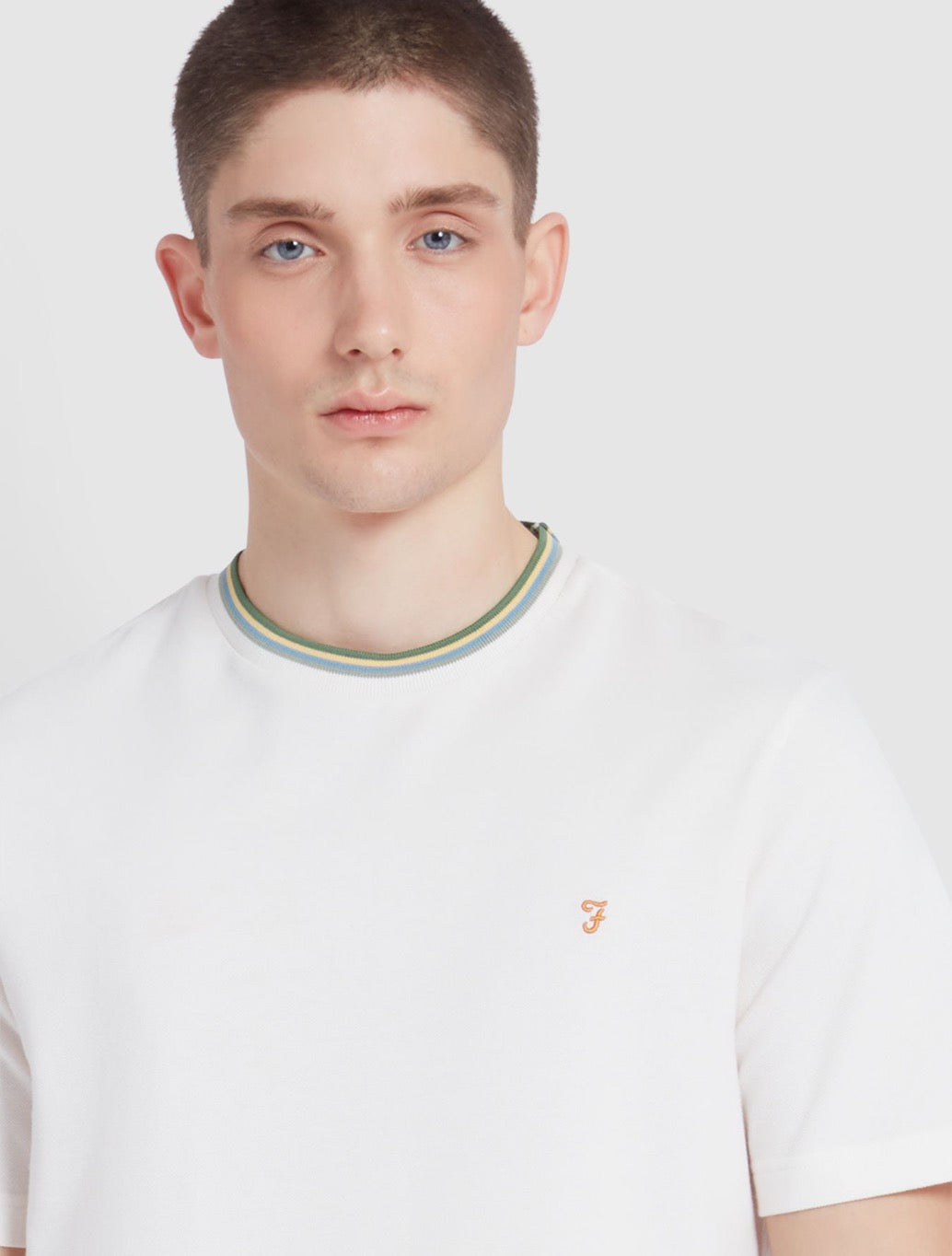 Farah - Alvin Regular Fit Tipped T-Shirt - Ecru