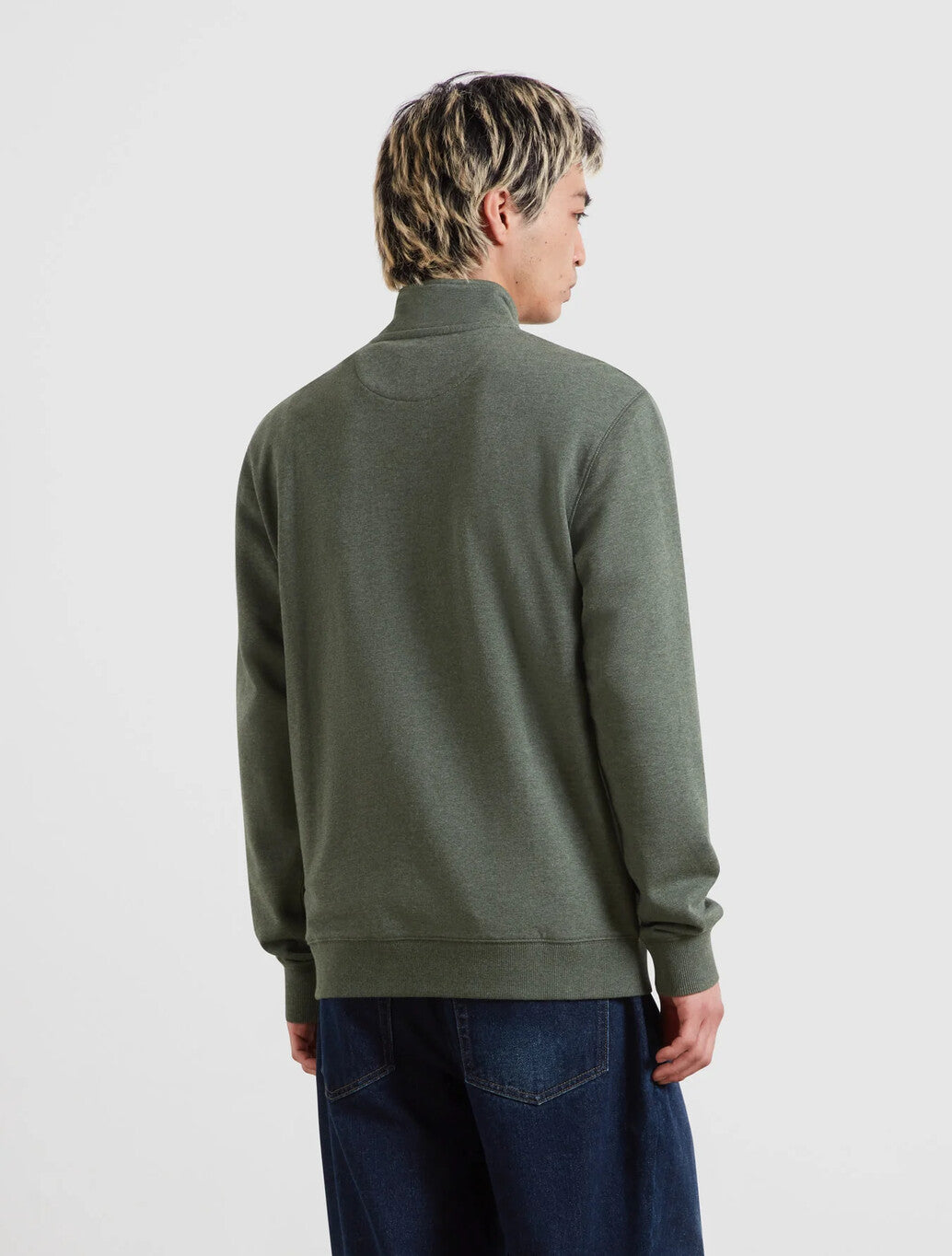 Farah Arnold Quarter Zip Sweatshirt in Dark Green