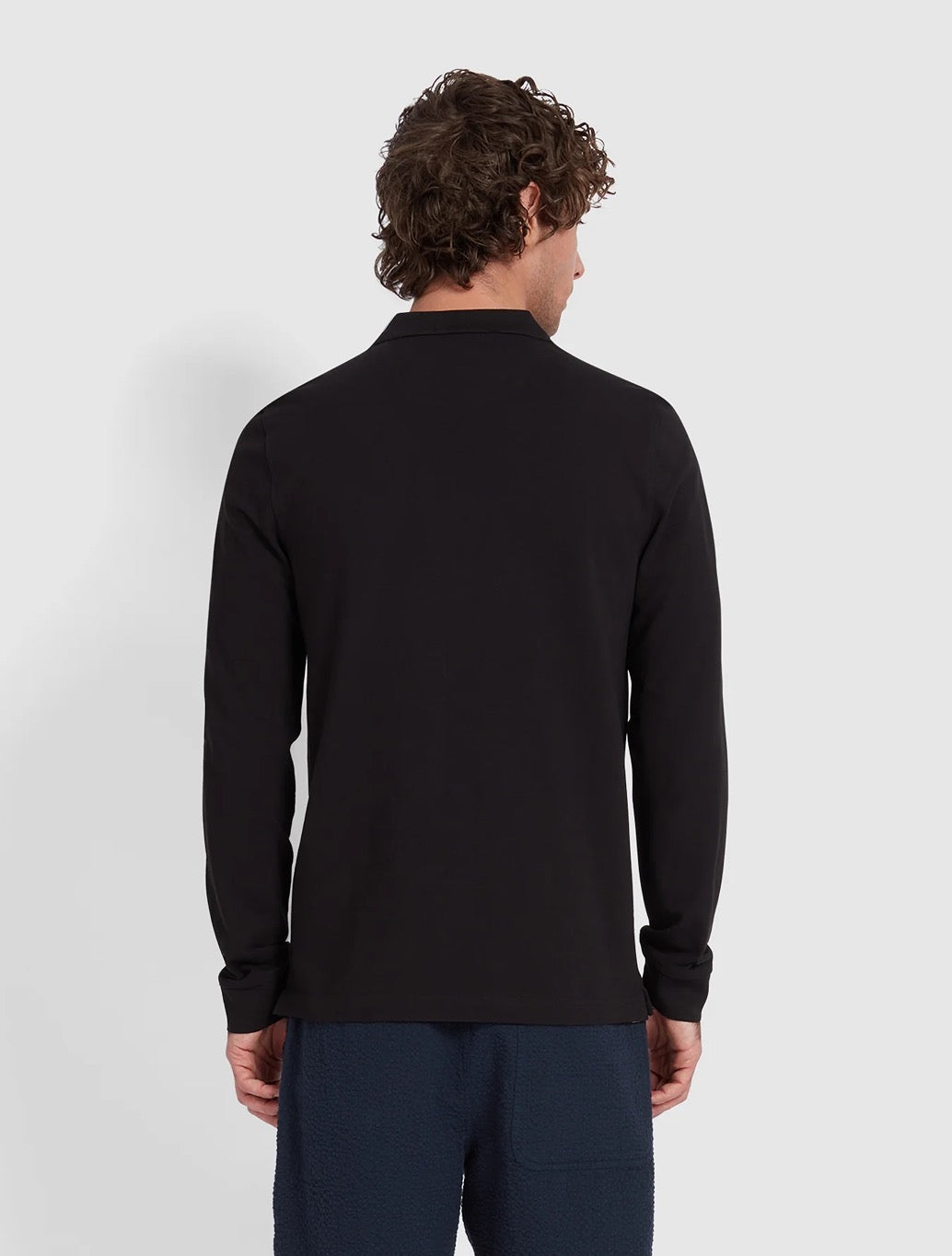 Farah - Blanes Organic Cotton Long Sleeve Polo Shirt - Black