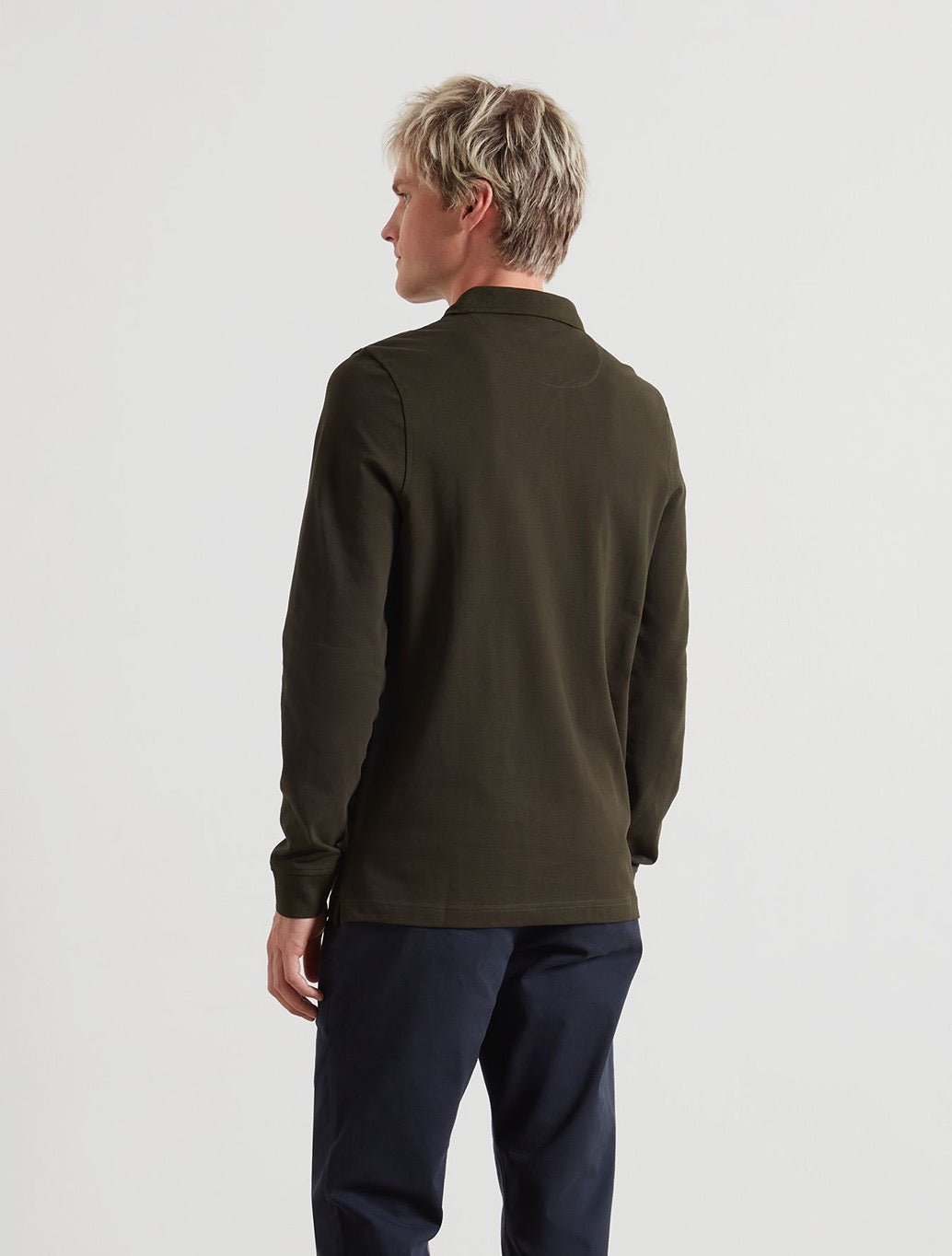 Farah - Blanes Organic Cotton Long Sleeve Polo Shirt - Dark Green