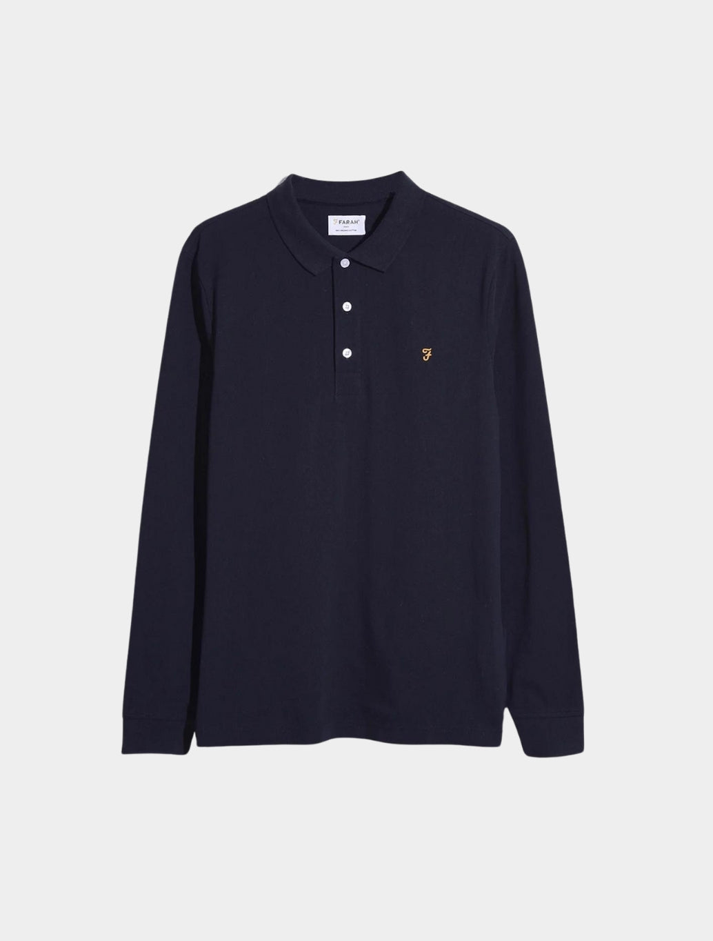 Farah - Blanes Organic Cotton Long Sleeve Polo Shirt - Navy