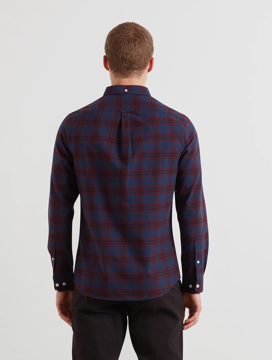 Farah Brewer Slim Fit Check Oxford Shirt in Bordeaux