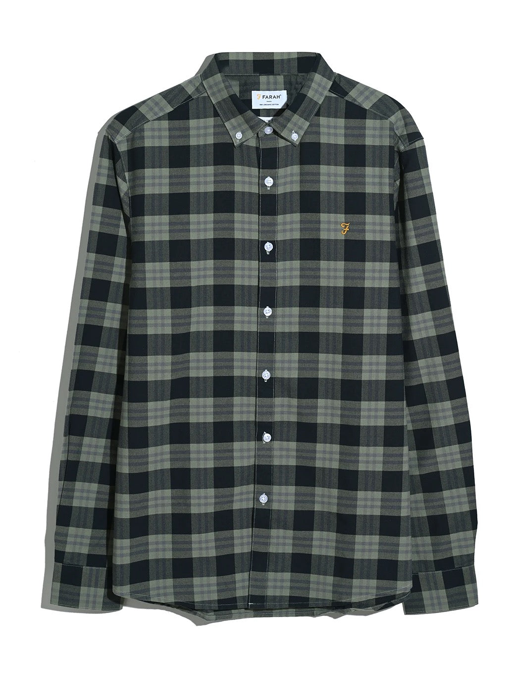 Farah - Brewer Slim Fit Check Organic Cotton Oxford Shirt - Green Check