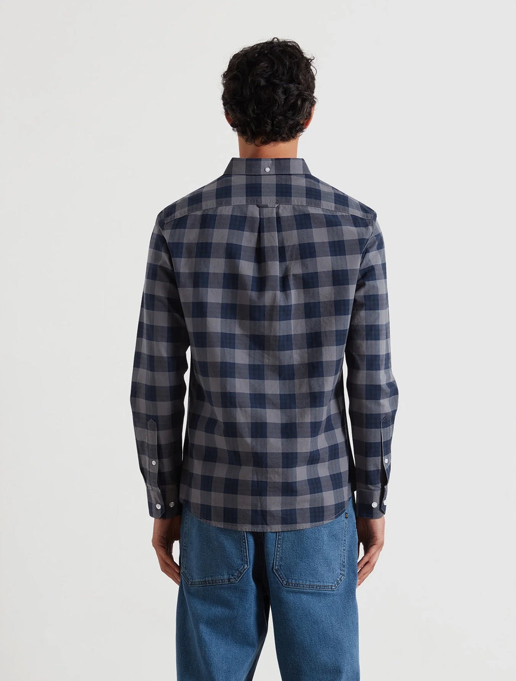 Farah - Brewer Slim Fit Check Organic Cotton Oxford Shirt - Navy Check