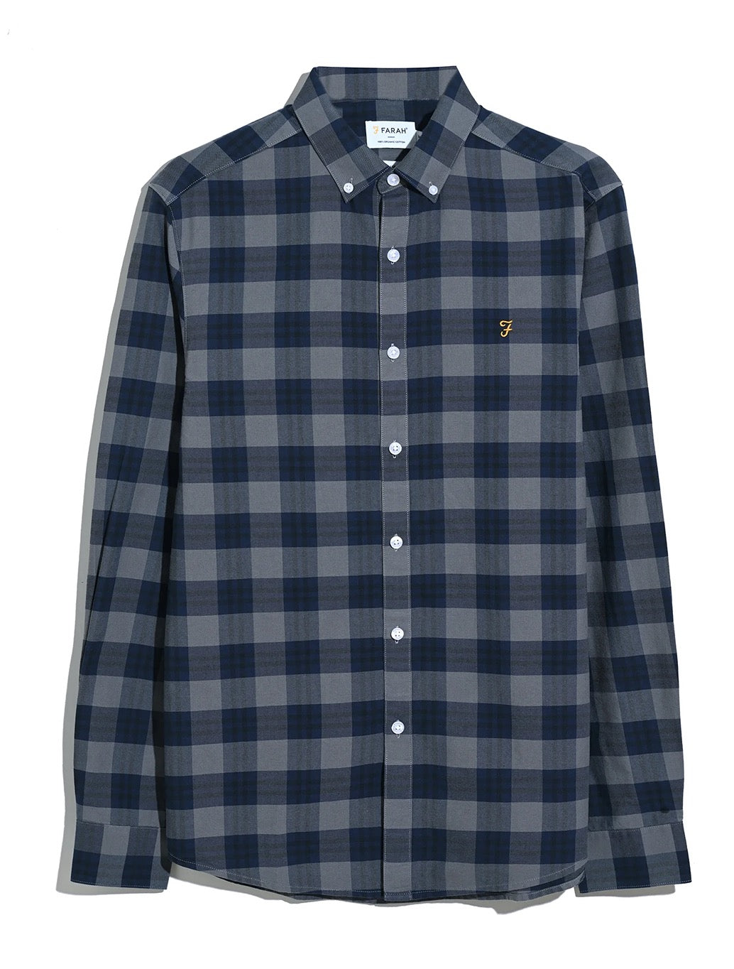 Farah - Brewer Slim Fit Check Organic Cotton Oxford Shirt - Navy Check