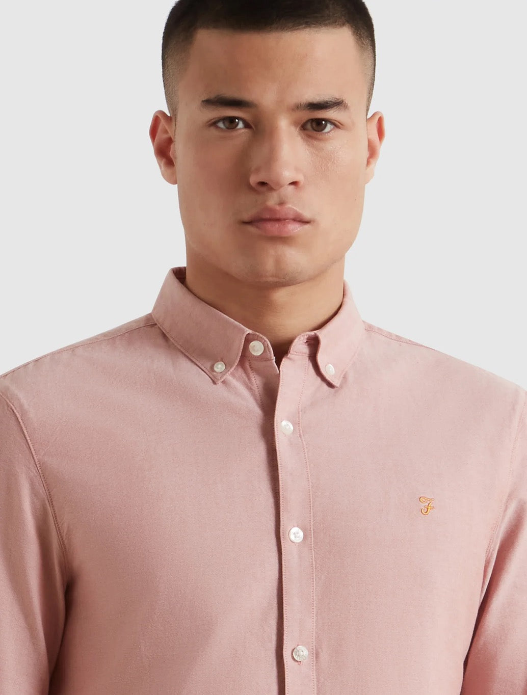 Farah Brewer Slim Fit Organic Cotton Oxford Shirt in Peach