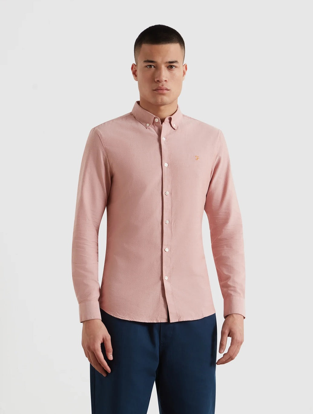 Farah Brewer Slim Fit Organic Cotton Oxford Shirt in Peach