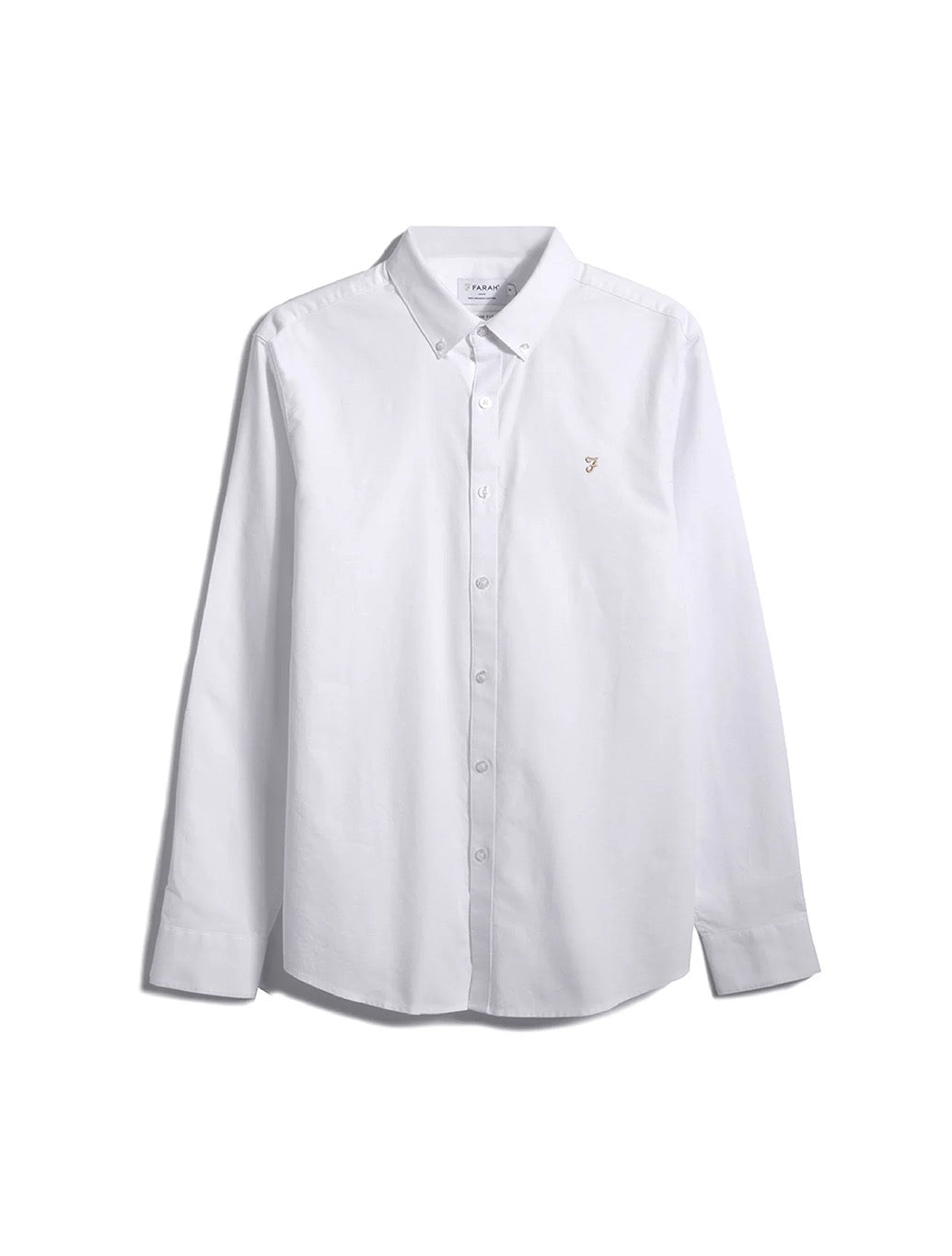 Farah Brewer Slim Fit Organic Cotton Oxford Shirt in White