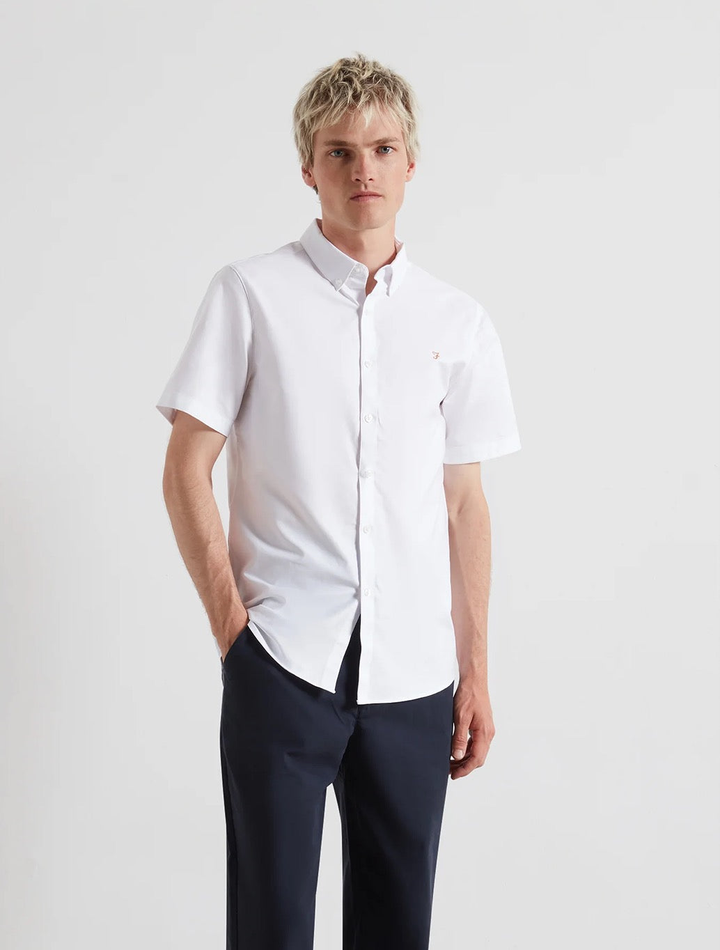 Farah - Brewer Short Sleeve Oxford Shirt - White