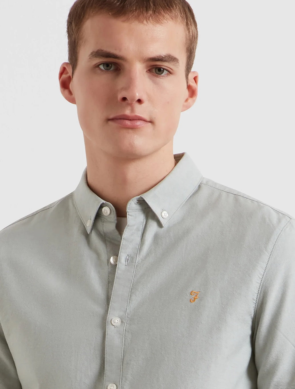 Farah Brewer Short Sleeve Oxford Shirt in Light Green