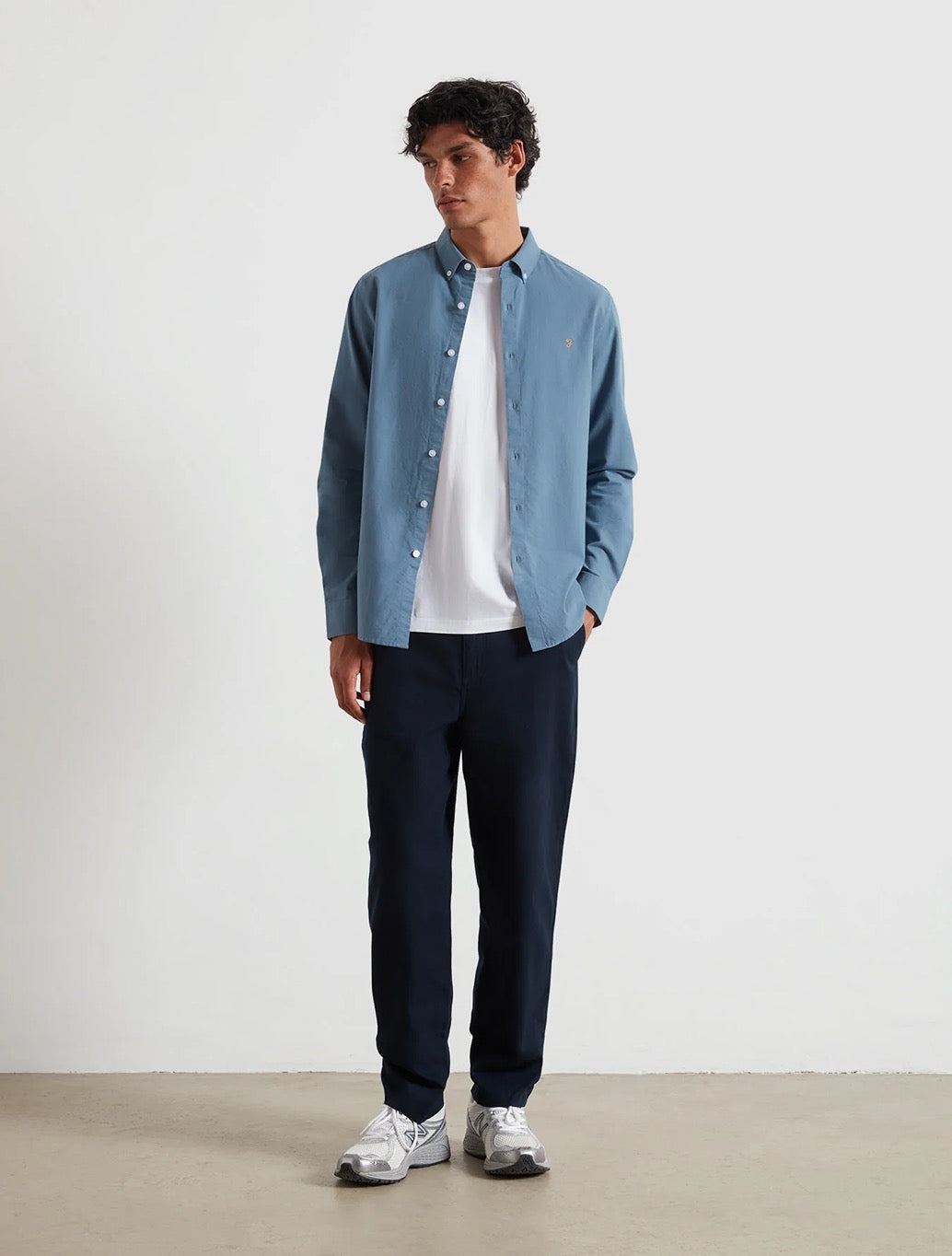 Farah - Brewer Slim Fit Organic Cotton Oxford Shirt - Blue