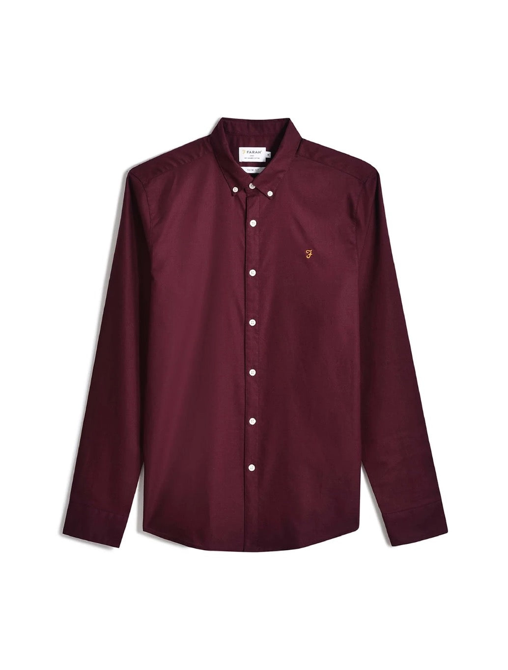 Farah - Brewer Slim Fit Organic Cotton Oxford Shirt - Burgundy