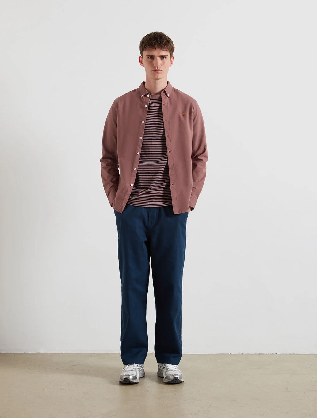 Farah - Brewer Slim Fit Organic Cotton Oxford Shirt - Dusty Pink