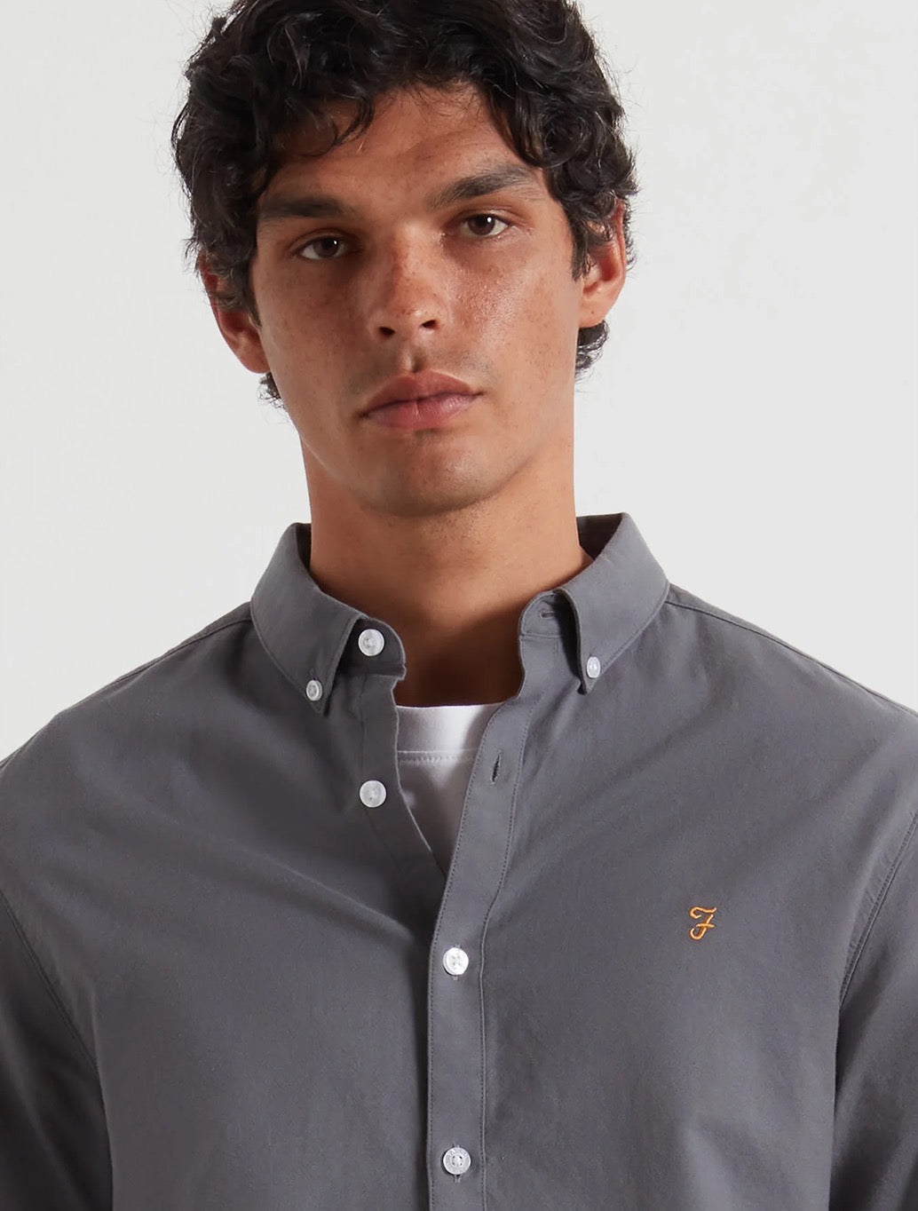 Farah - Brewer Slim Fit Organic Cotton Oxford Shirt - Grey