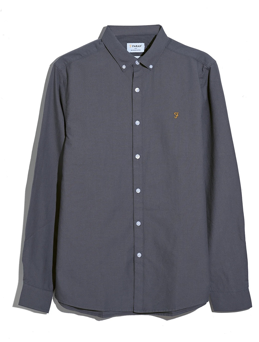 Farah - Brewer Slim Fit Organic Cotton Oxford Shirt - Grey