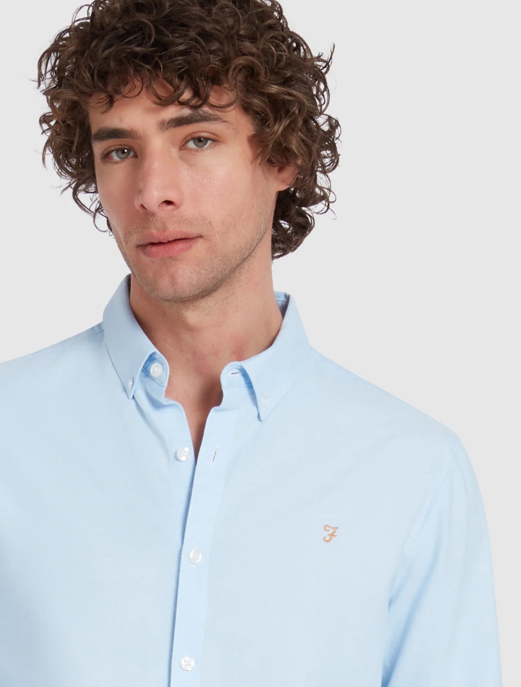 Farah - Brewer Slim Fit Organic Cotton Oxford Shirt - Light Blue