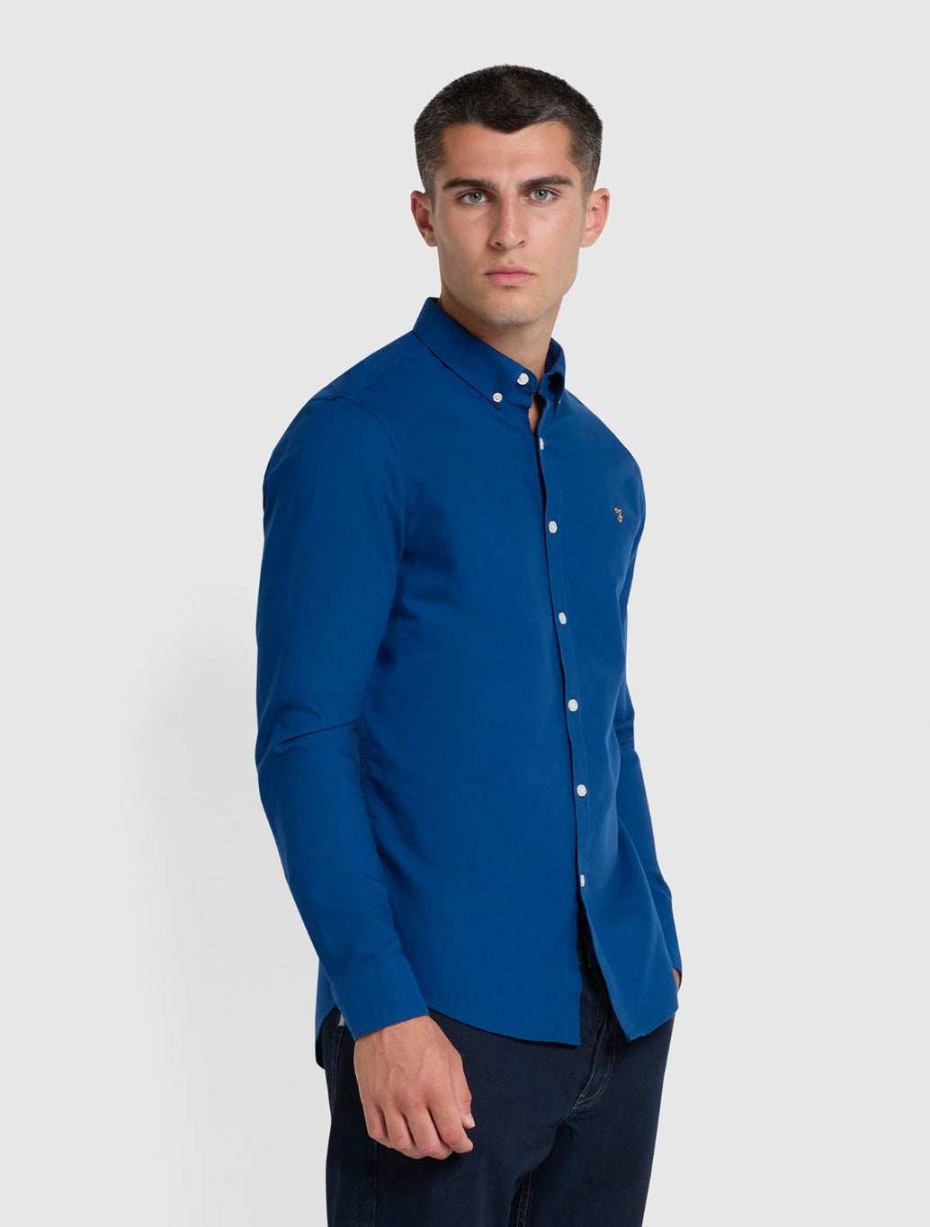 Farah - Brewer Slim Fit Organic Cotton Oxford Shirt - Dark Blue